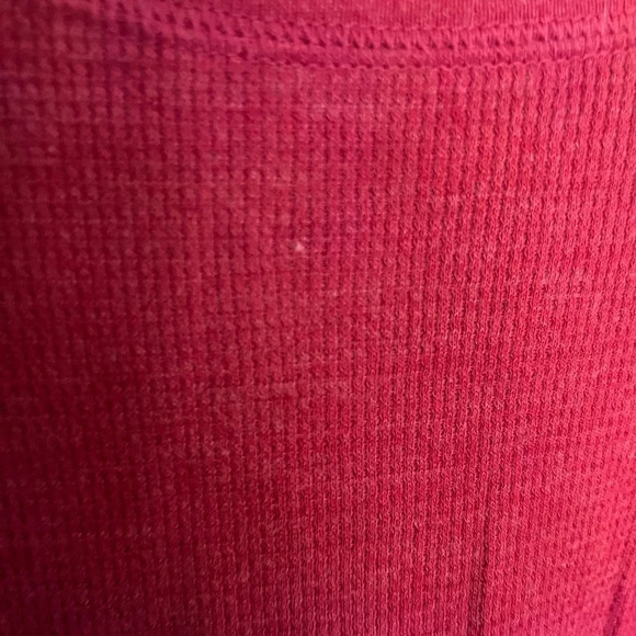 J Jill women’s med red waffle thermal top button sleeve pocket callout descrip - Picture 7 of 11